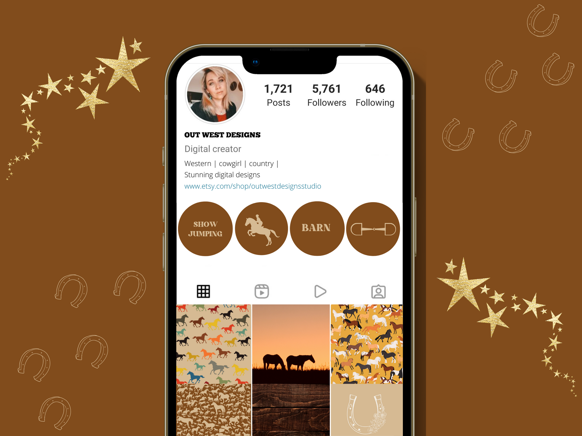 Equestrian horse riding Instagram highlight covers + story backgrounds - show jumping, pony, dressage, rodeo cowgirl IG icons