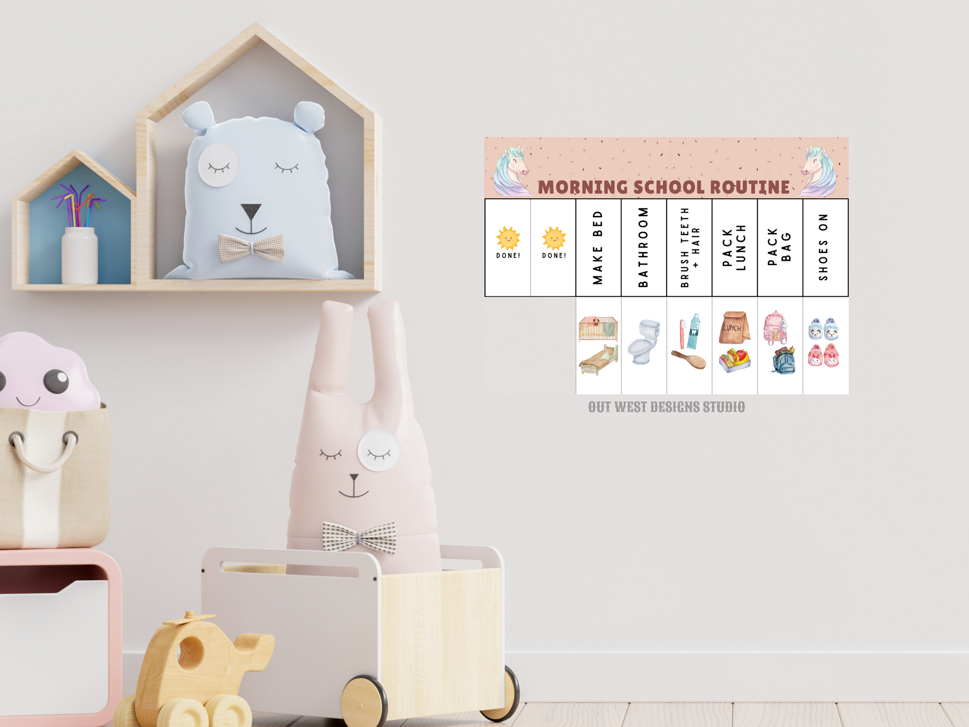 Boho Morning School Routine | Digital wakeup Flip Chart | Chore Checklist | Printable | Schedule for Kid | Montessori planner