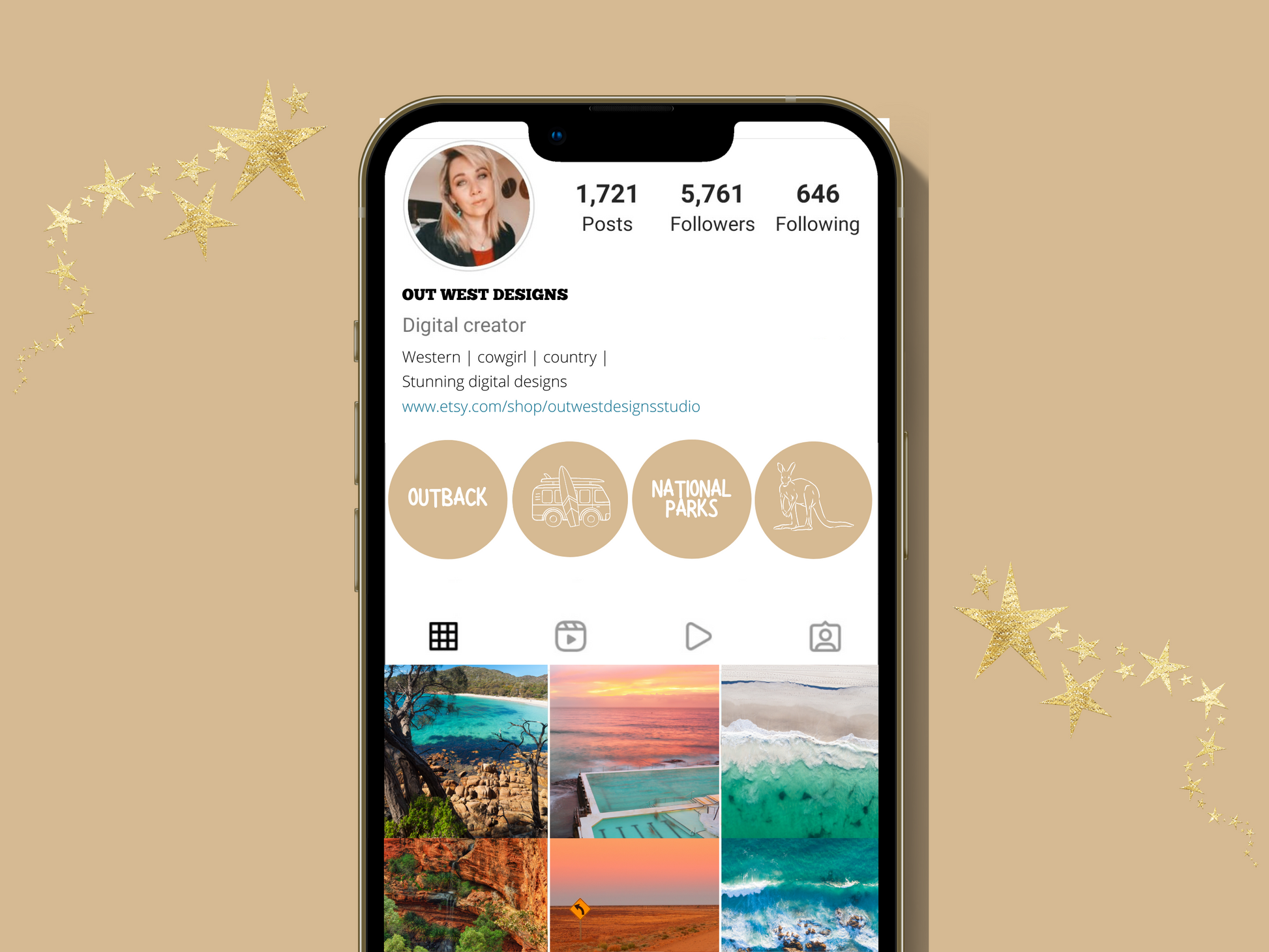 Australian travel boho Instagram highlight covers + story backgrounds - tan cream Australian wanderlust IG icons