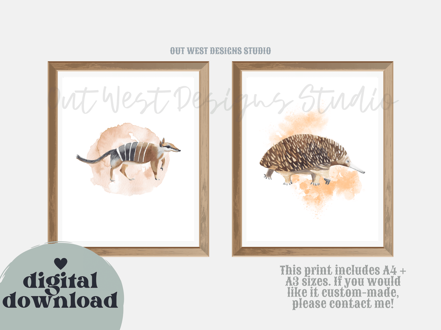 Australian animal print with flora for Nursery print baby toddler girls + boys home wall decor - kids bedroom- Koala, kangaroo, platypus, echidna, galah