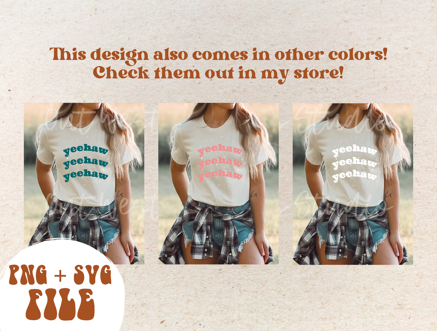 Yeehaw Western PNG + SVG file | Rust + stars | Retro Sublimations, Cowgirl Sublimation, Designs Digital Downloads, Shirt | country