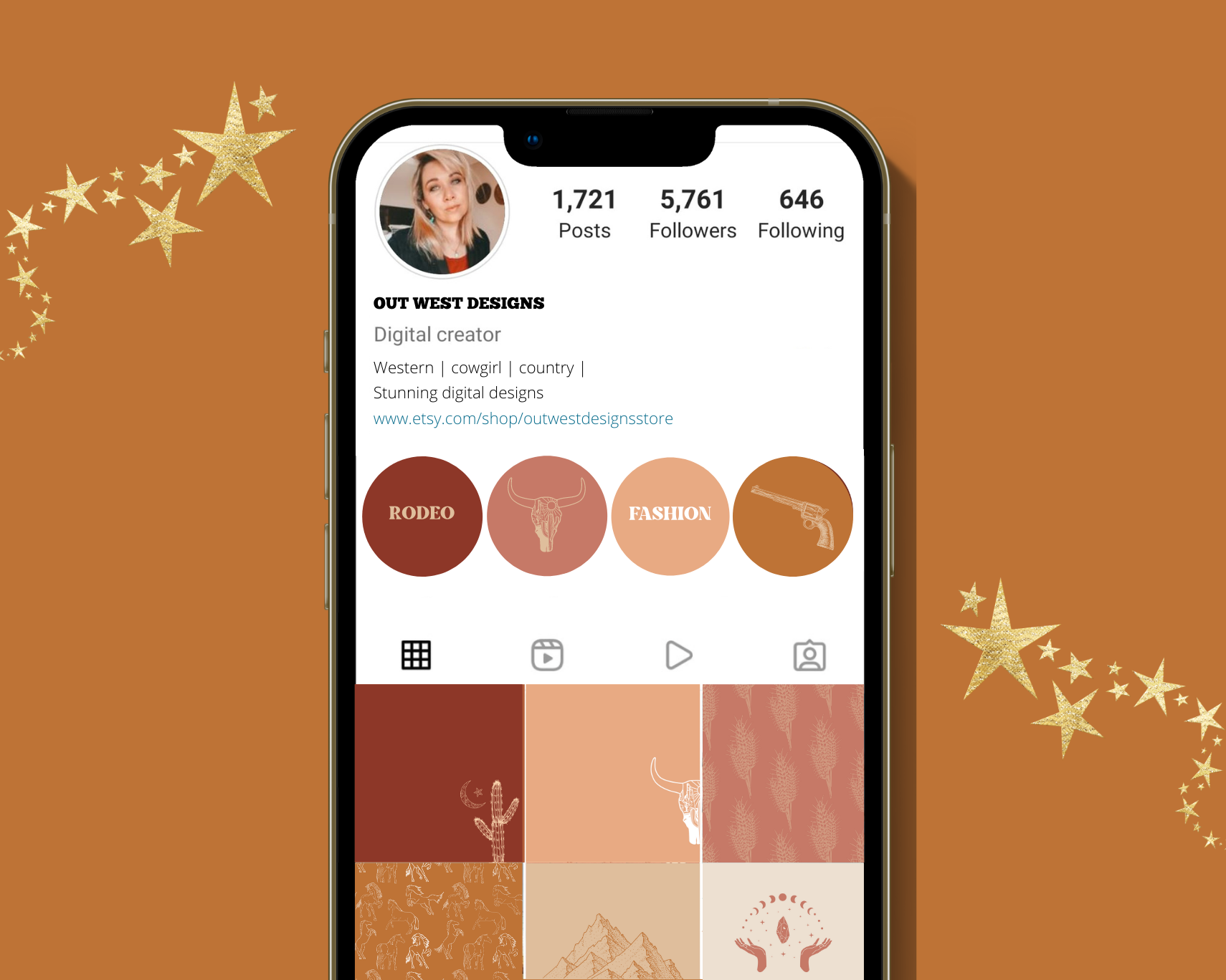 Wild West Cowgirl Instagram highlight covers + story backgrounds - Pink Summer - orange burgundy cream white western IG icons