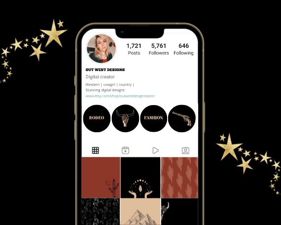 Wild West Cowgirl western Instagram highlight covers + story backgrounds - Black IG icons