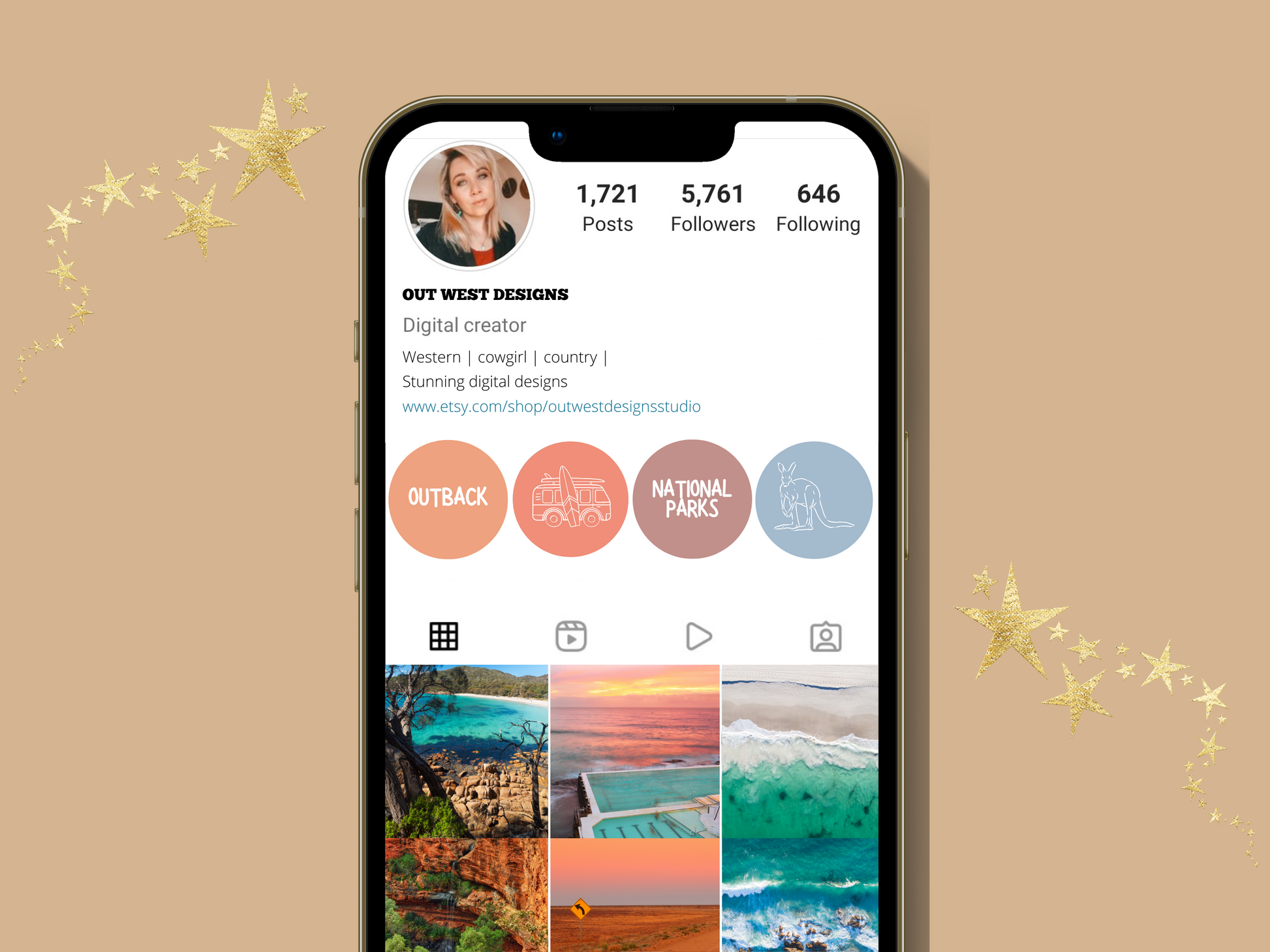 Australian travel boho Instagram highlight covers + story backgrounds - Outback orange pinks cream color Australia wanderlust IG icons