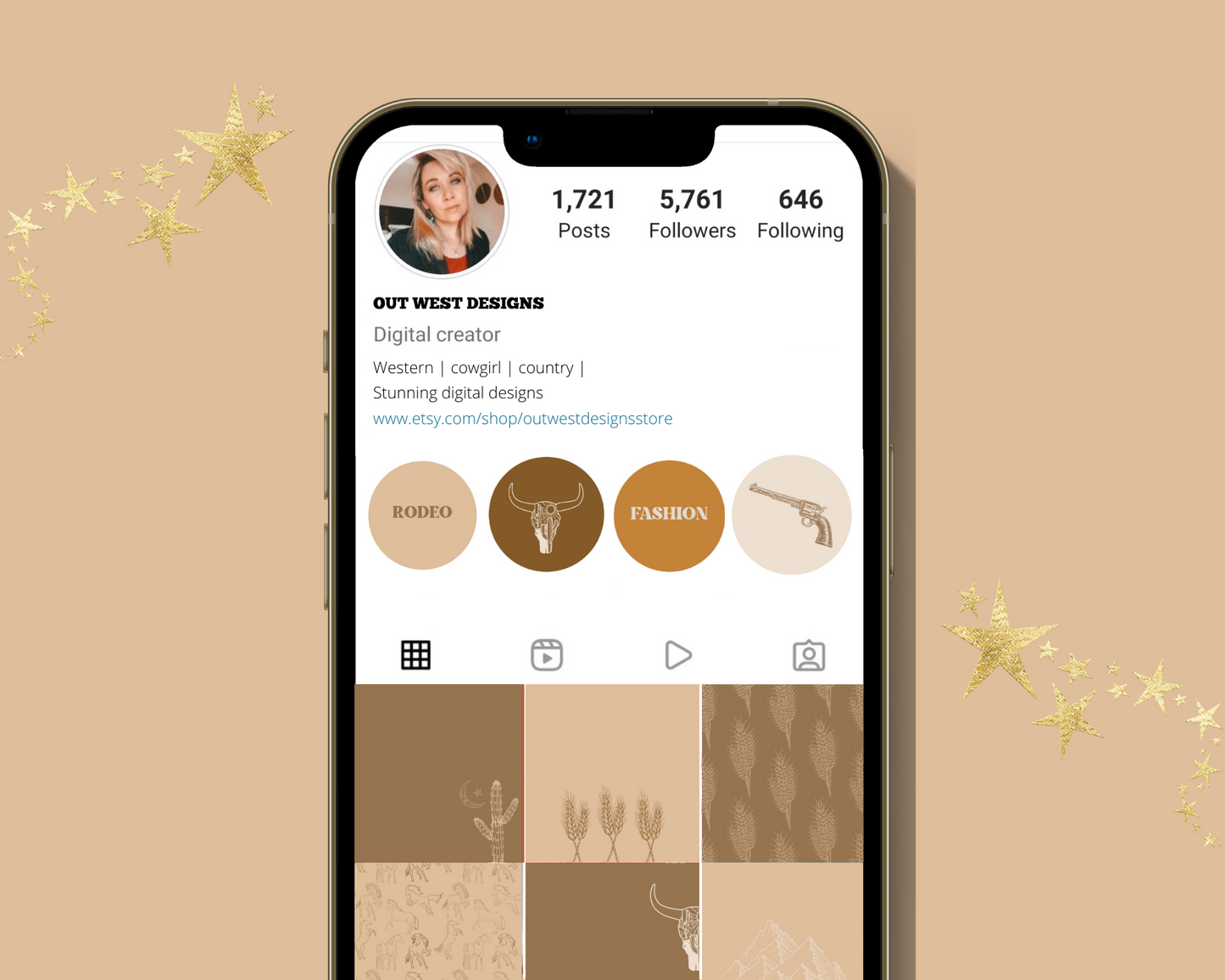 Wild West Cowgirl Instagram highlight covers + story backgrounds - Neutral