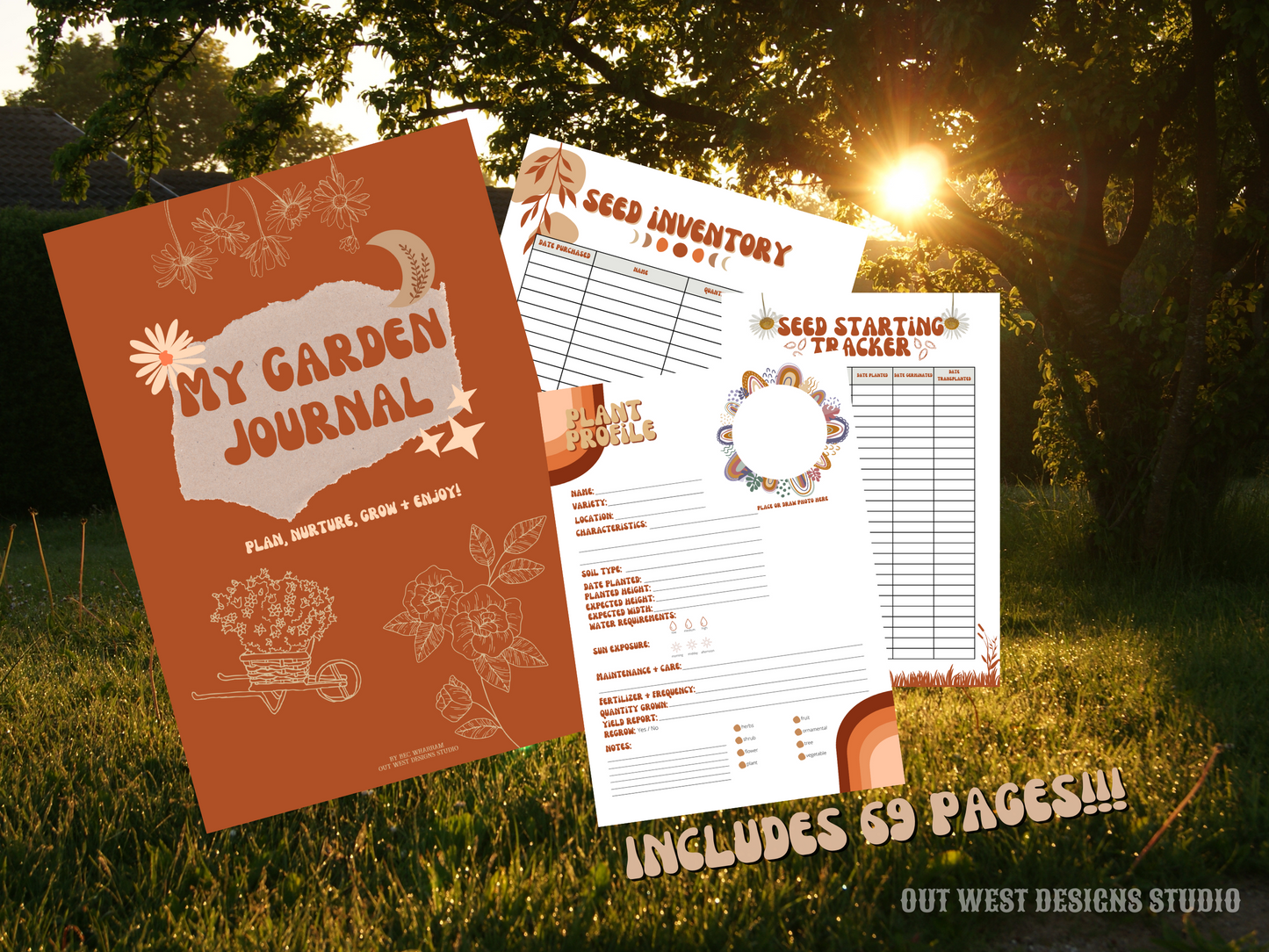 My garden journal diary | keep track of seeding, harvest, inventory + design your own layout | Homesteading book | flower + plant planner