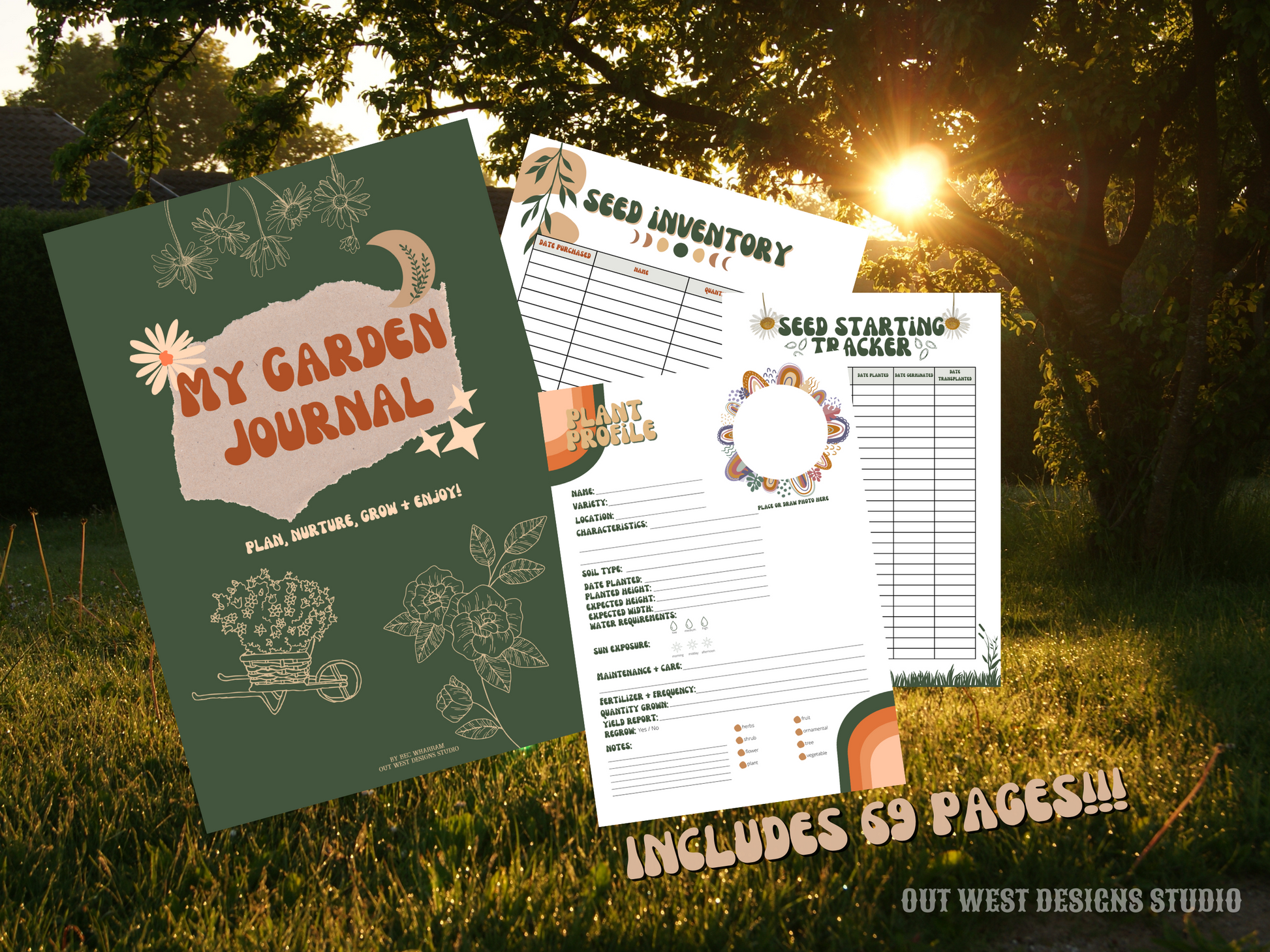 My garden journal diary | keep track of seeding, harvest, inventory + design your own layout | Homesteading book | flower + plant planner