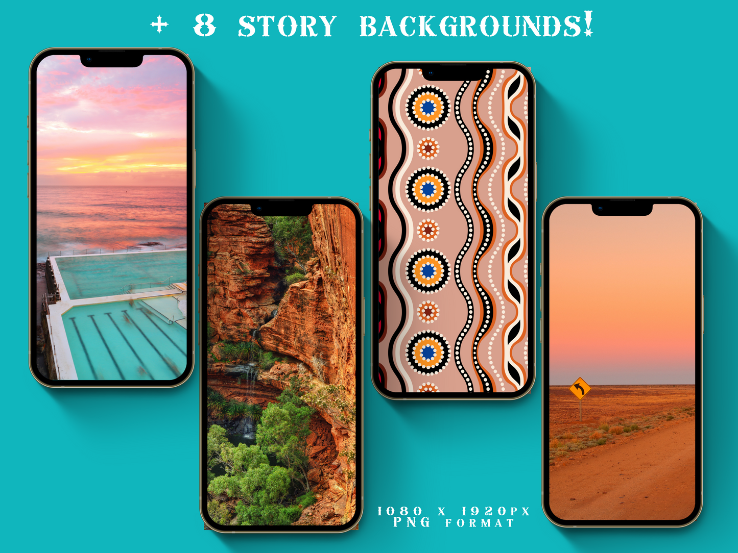 Australian travel boho Instagram highlight covers + story backgrounds - Outback orange pinks cream color Australia wanderlust IG icons