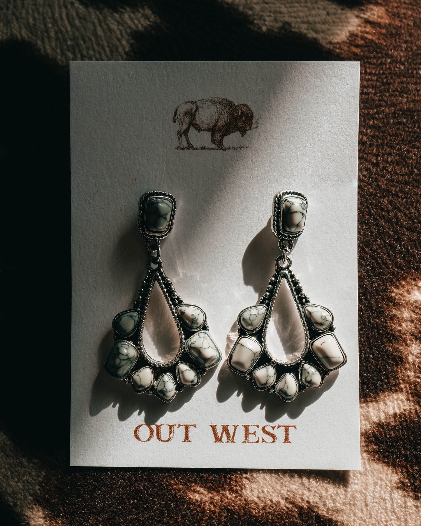 Out West  Rock n' Roll class earings | white western jewelery cowgirl earrings