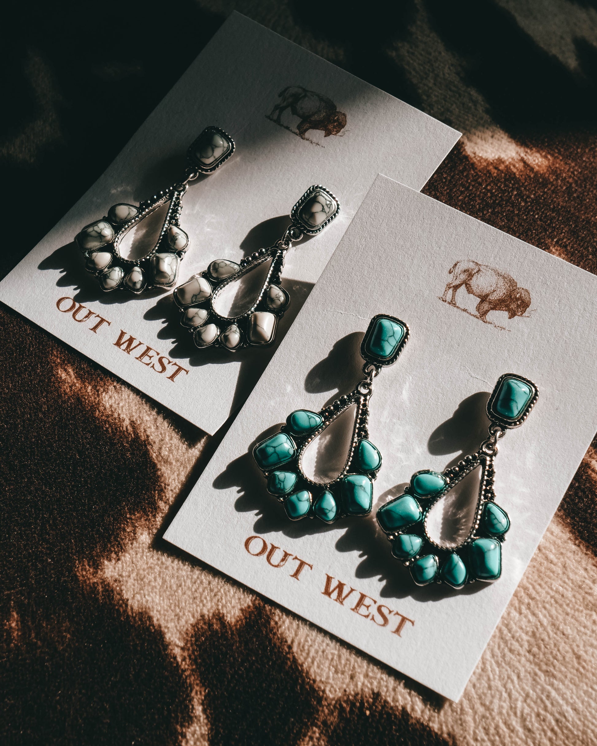 Out West  Rock n' Roll class earings | white western jewelery cowgirl earrings