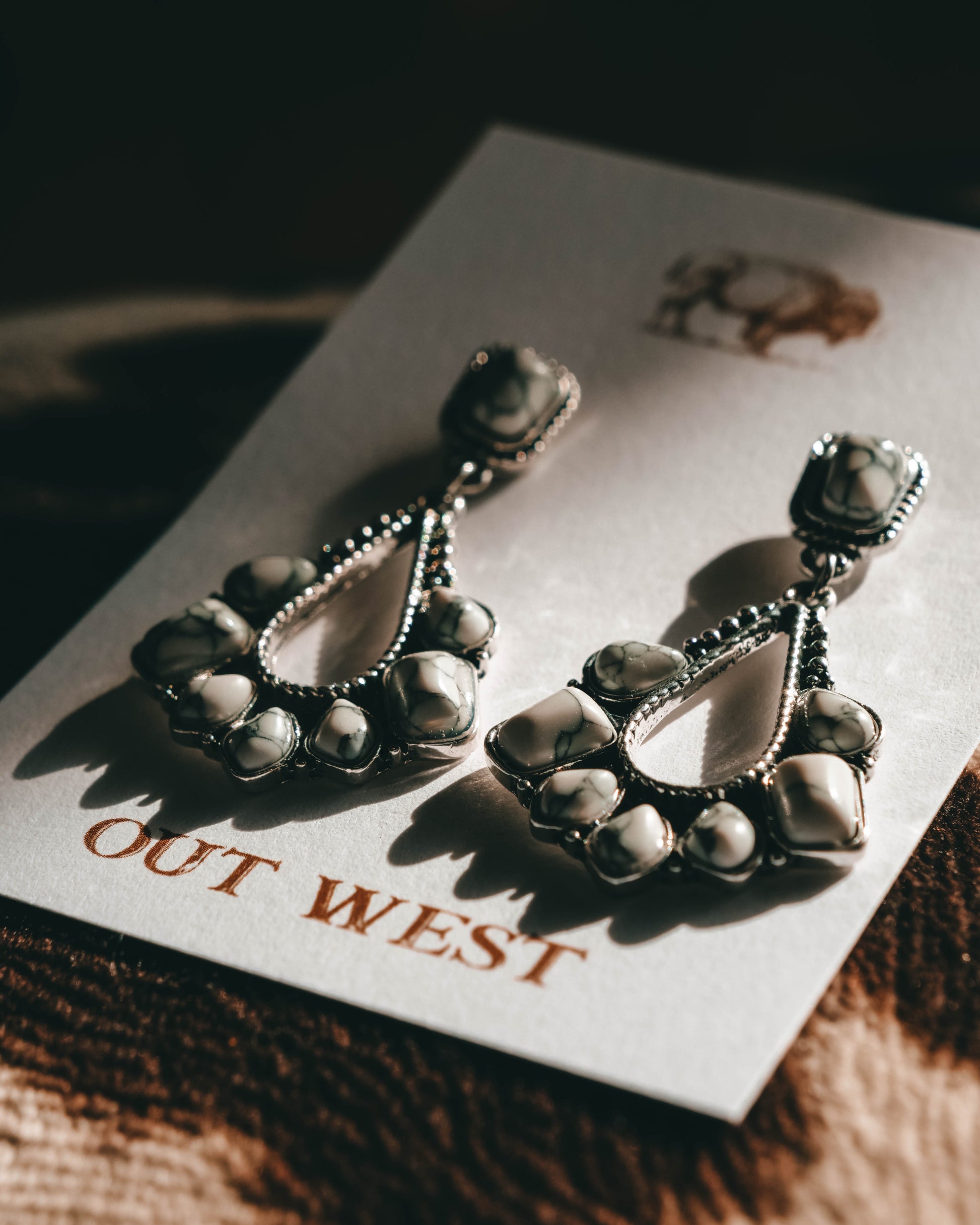 Out West  Rock n' Roll class earings | white western jewelery cowgirl earrings